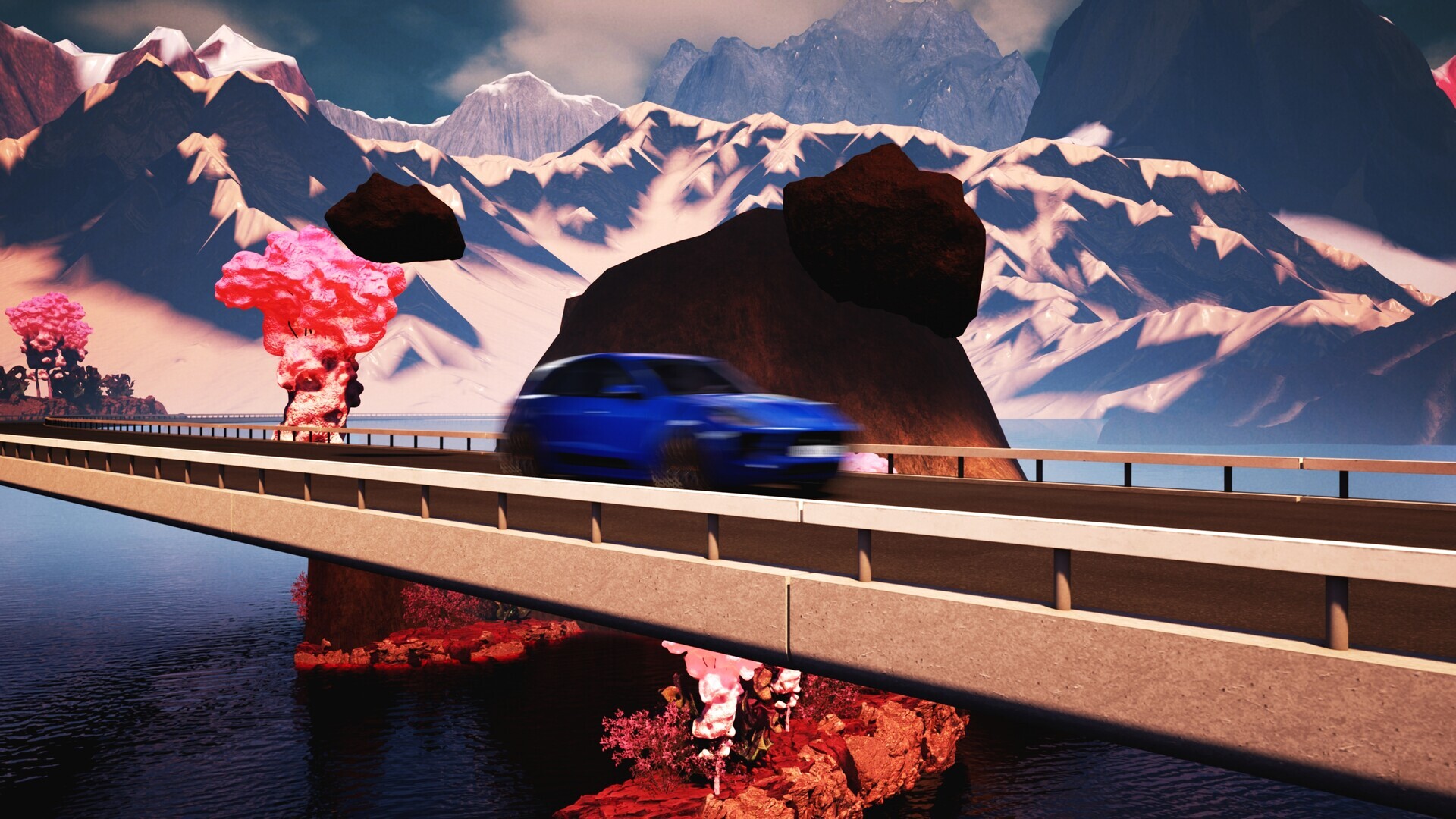 Across the Bridge: A Porsche defies reality in this surreal automotive visualization. The ‘Bridge to the Ethereal’ R&D project explores the fusion of precision engineering and dreamlike landscape.